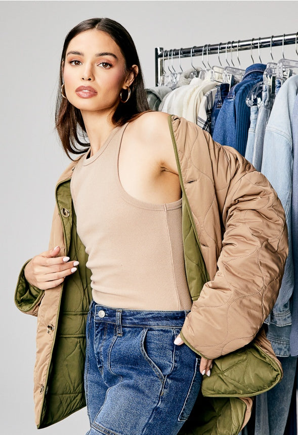 Basic Rib Tank Top Warm Taupe