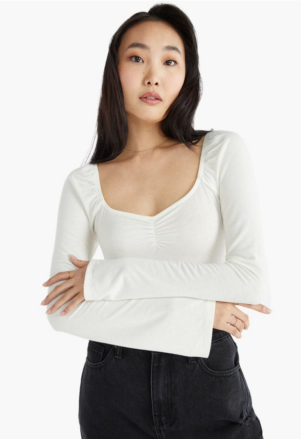 SWEETHEART NECK BODYSUIT White
