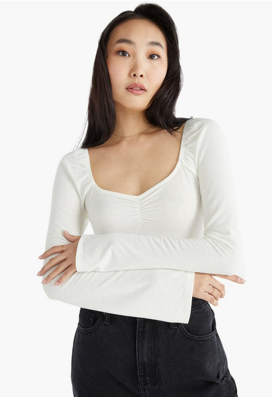 SWEETHEART NECK BODYSUIT White
