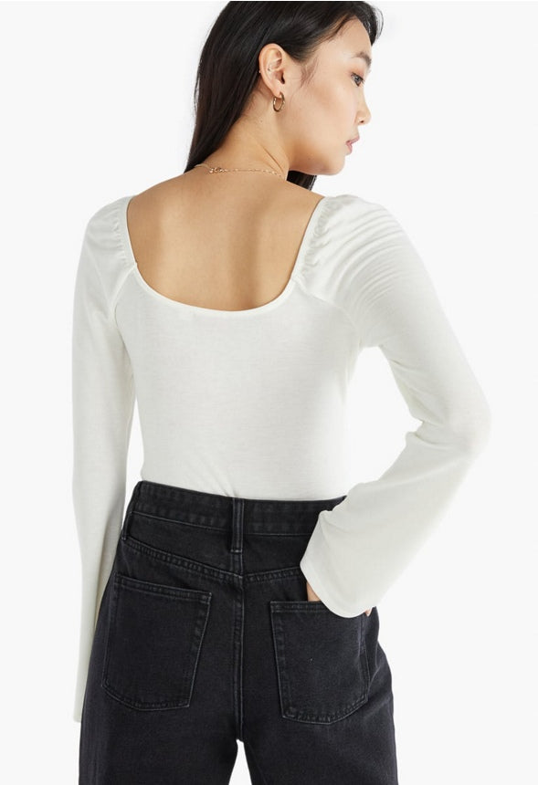 SWEETHEART NECK BODYSUIT White