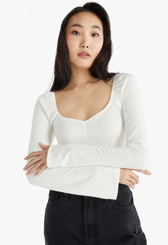 SWEETHEART NECK BODYSUIT White