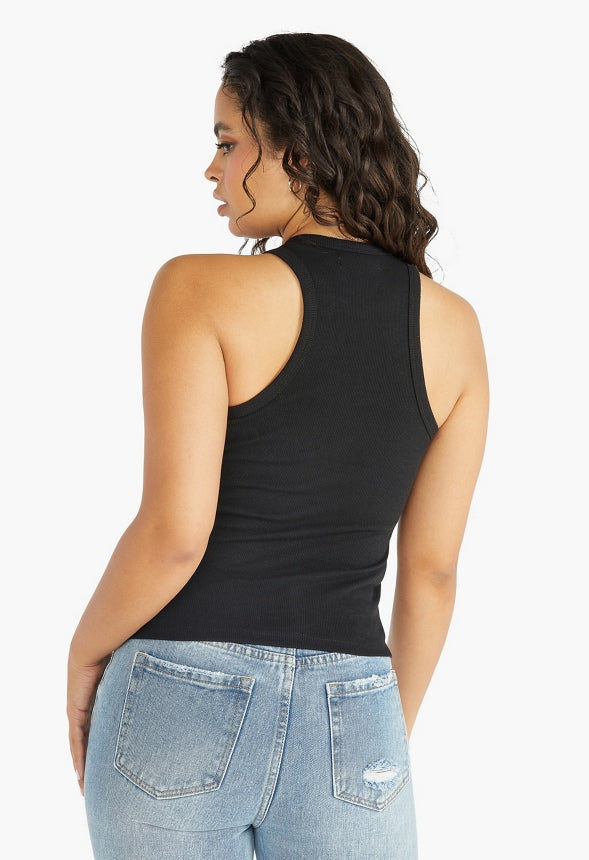 BASIC RIB TANK TOP Black Caviar
