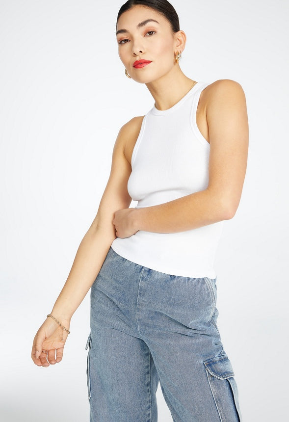 Basic Rib Tank Top Bright White