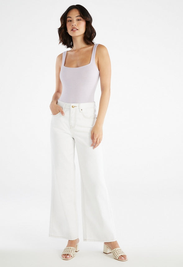 Square Neck Sleeveless Bodysuit Orchid Petal