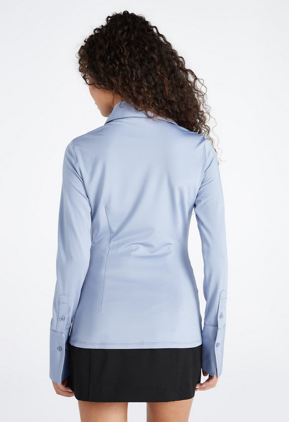 Fitted Knit Button Down Shirt Angel Falls