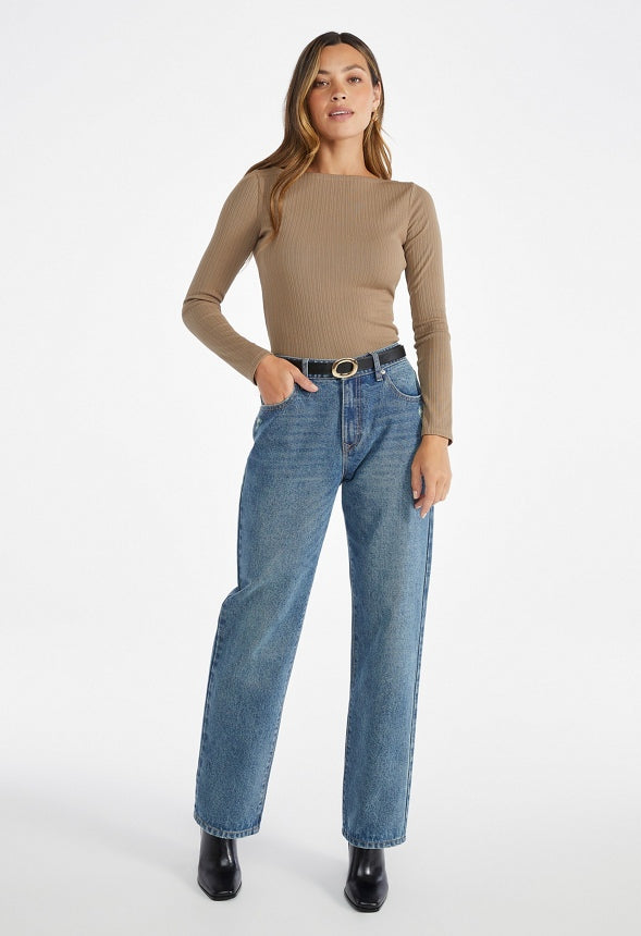 Boat Neck Rib Top Walnut