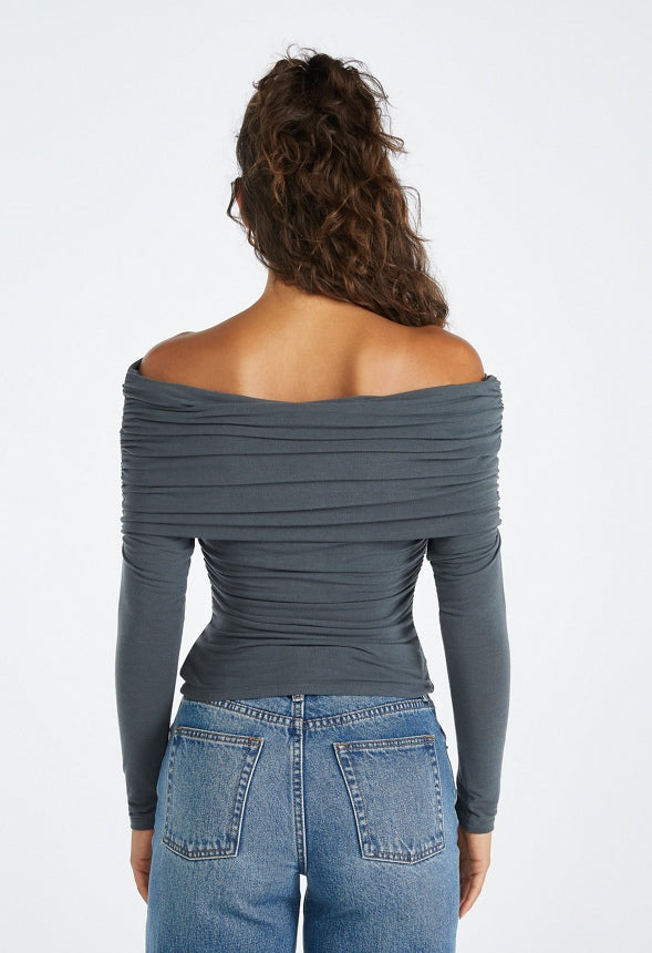 Ruched Off Shoulder Top Magnet