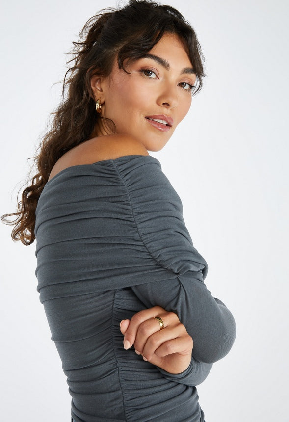 Ruched Off Shoulder Top Magnet