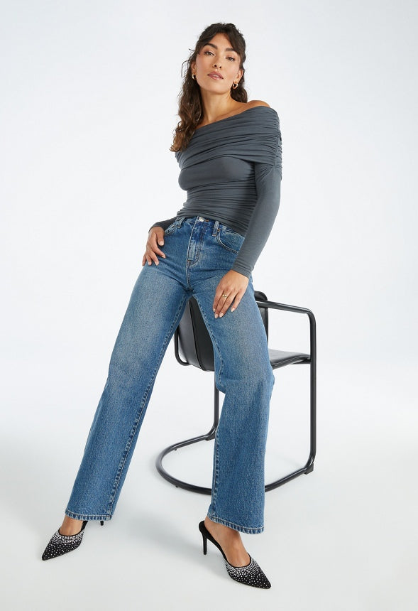 Ruched Off Shoulder Top Magnet