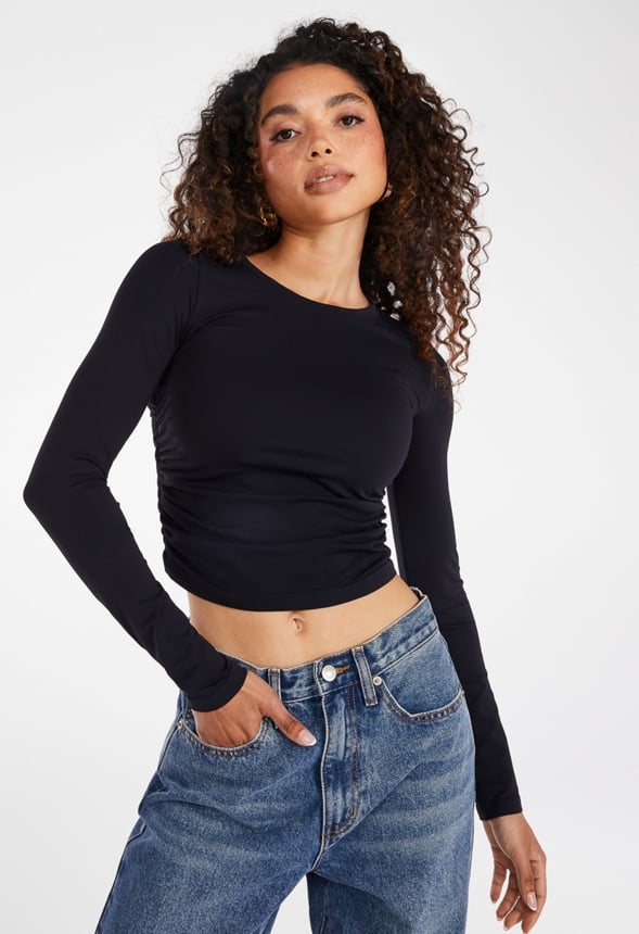 Ruched Crop Tee Black Caviar