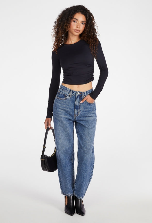 Ruched Crop Tee Black Caviar