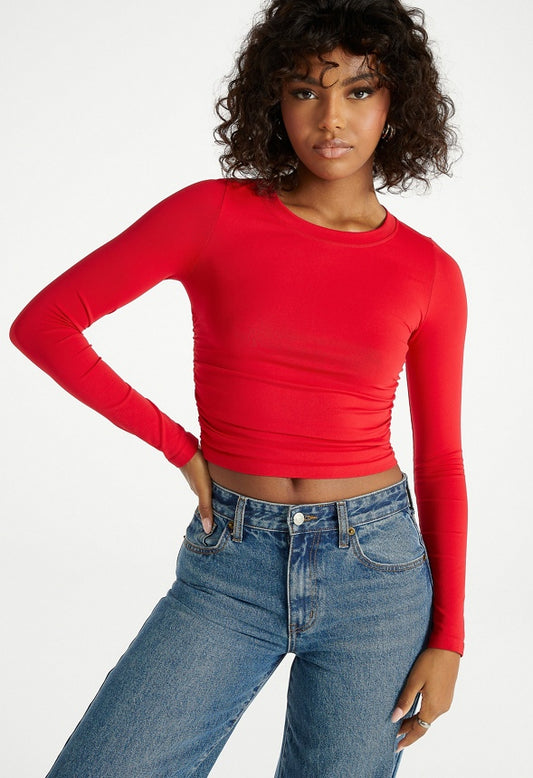 Ruched Crop Tee Salsa Red