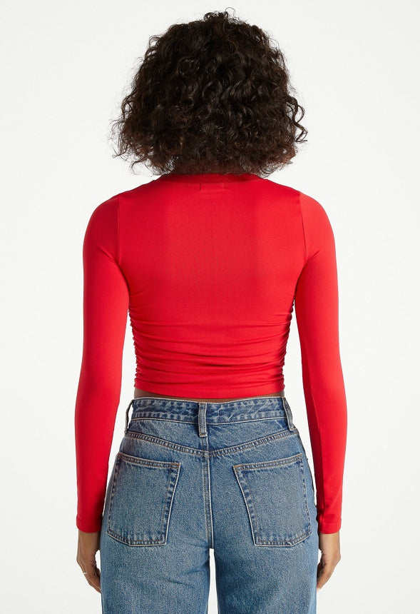 Ruched Crop Tee Salsa Red