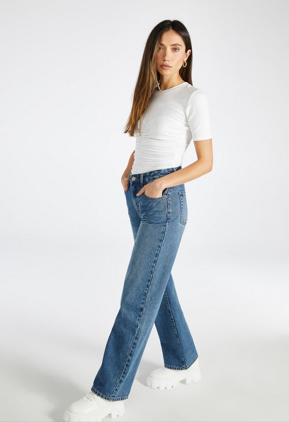 Ruched Corset Tee Bright White