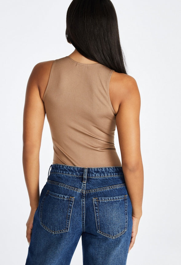 Seamless Tank Bodysuit Taupe