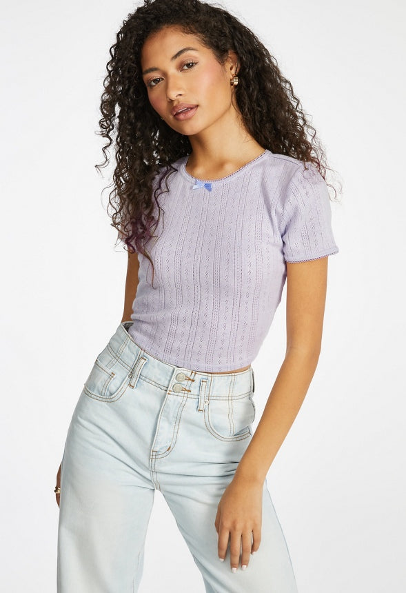 Pointelle Baby Tee Orchid Petal