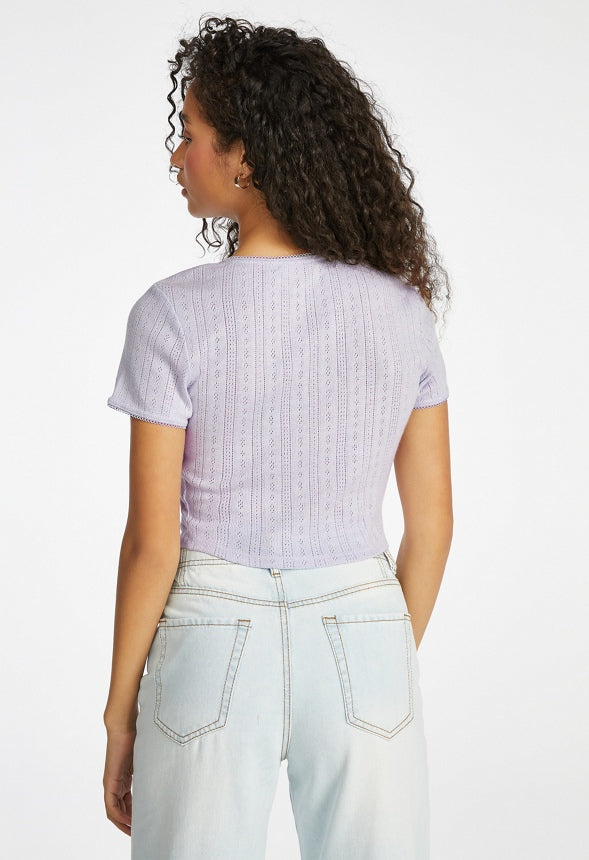 Pointelle Baby Tee Orchid Petal