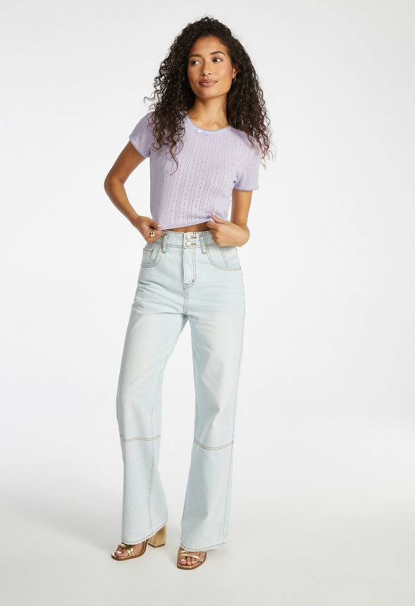 Pointelle Baby Tee Orchid Petal