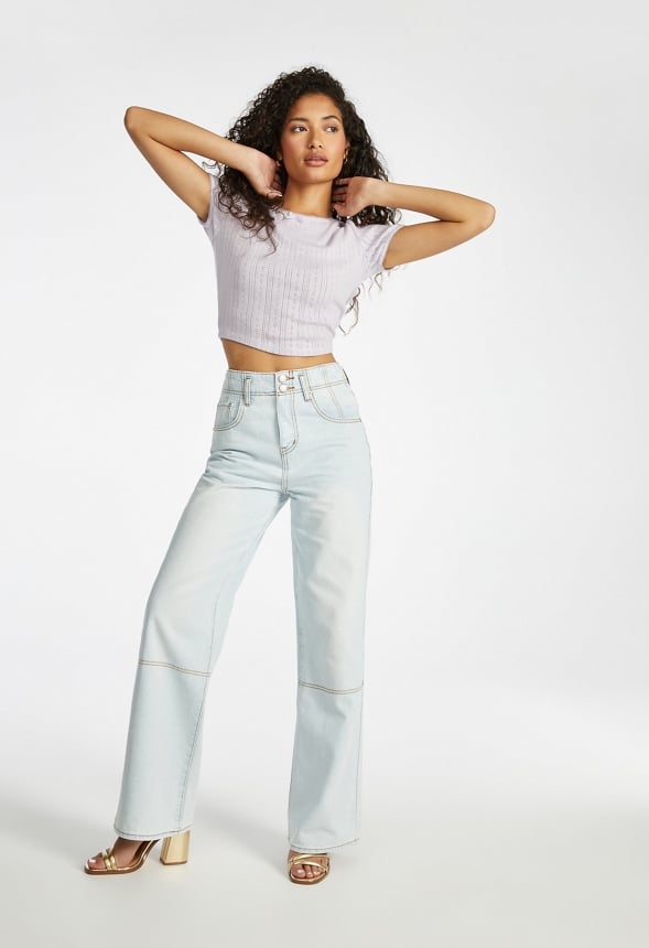 Pointelle Baby Tee Orchid Petal