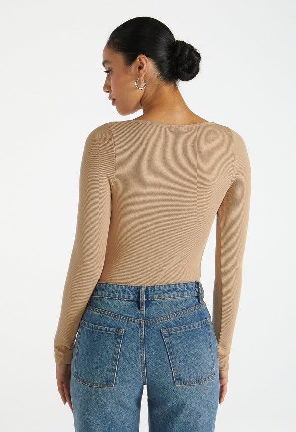 Seamless Long Sleeve Ribbed Bodysuit Nomad