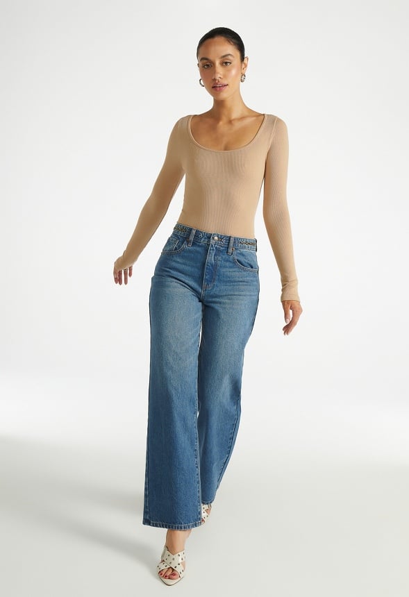 Seamless Long Sleeve Ribbed Bodysuit Nomad