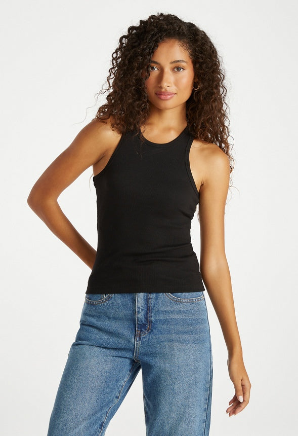 3-Pack Basic Rib Tank White/ Black Caviar/ Dark Heather Grey