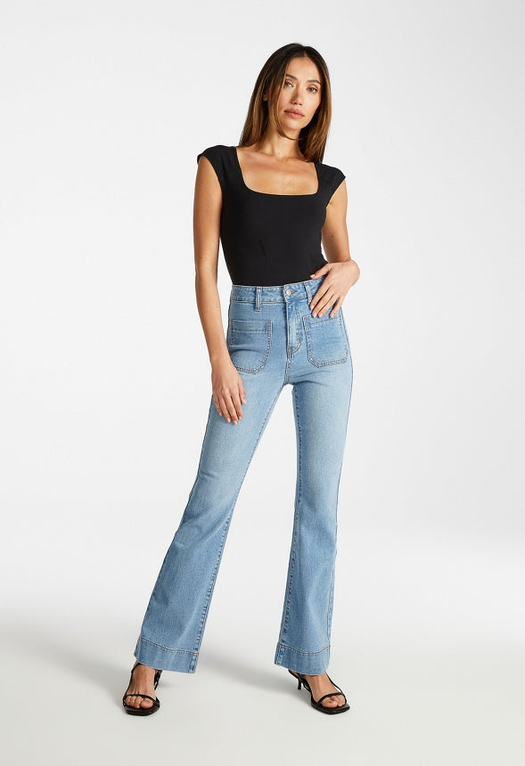 Square Neck Tank Bodysuit Black Caviar