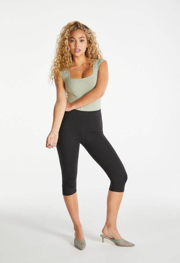 Square Neck Tank Bodysuit Seagrass Green