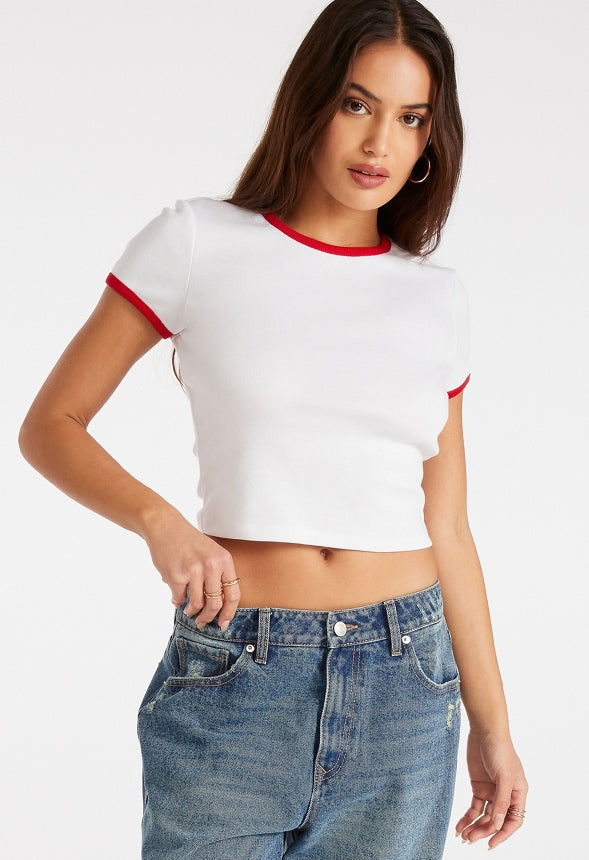 2-Pack Baby Ringer Tee Bright White/ Light Heather Grey