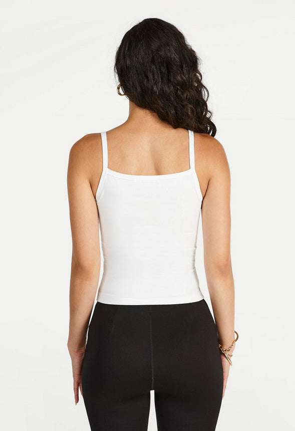 2-Pack Cropped Strappy Rib Tank Bright White/ Black Caviar