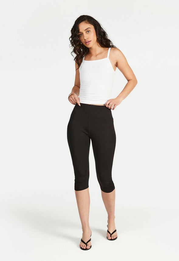 2-Pack Cropped Strappy Rib Tank Bright White/ Black Caviar