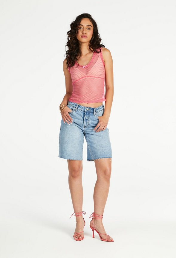 Lace Tie Front Tank Pink Lemonade