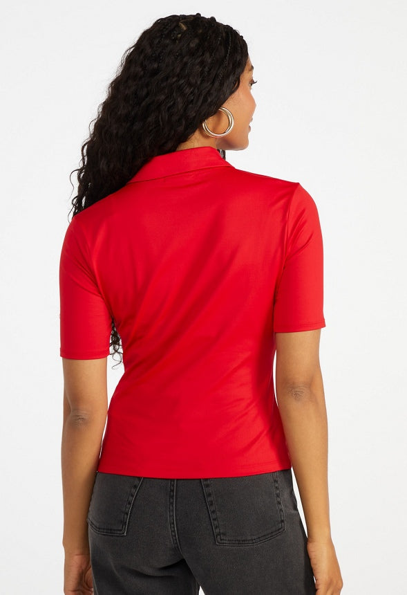 Half Zip Polo Shirt Salsa Red
