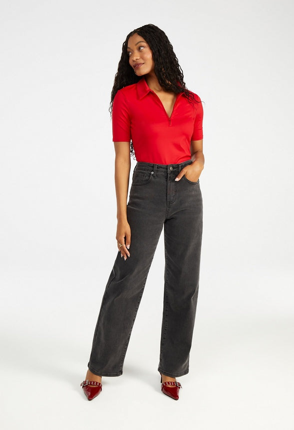Half Zip Polo Shirt Salsa Red
