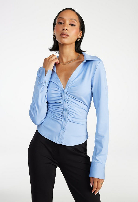 Ruched Front Long Sleeve Top Serenity