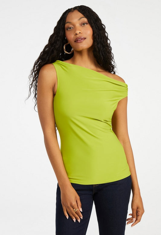 Draped Off Asymmetrical Top Grenoble Green