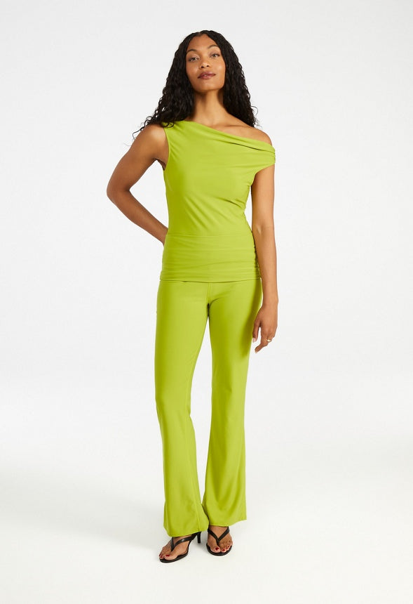 Draped Off Asymmetrical Top Grenoble Green