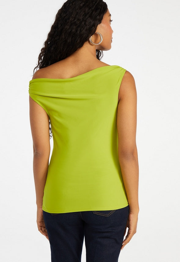 Draped Off Asymmetrical Top Grenoble Green