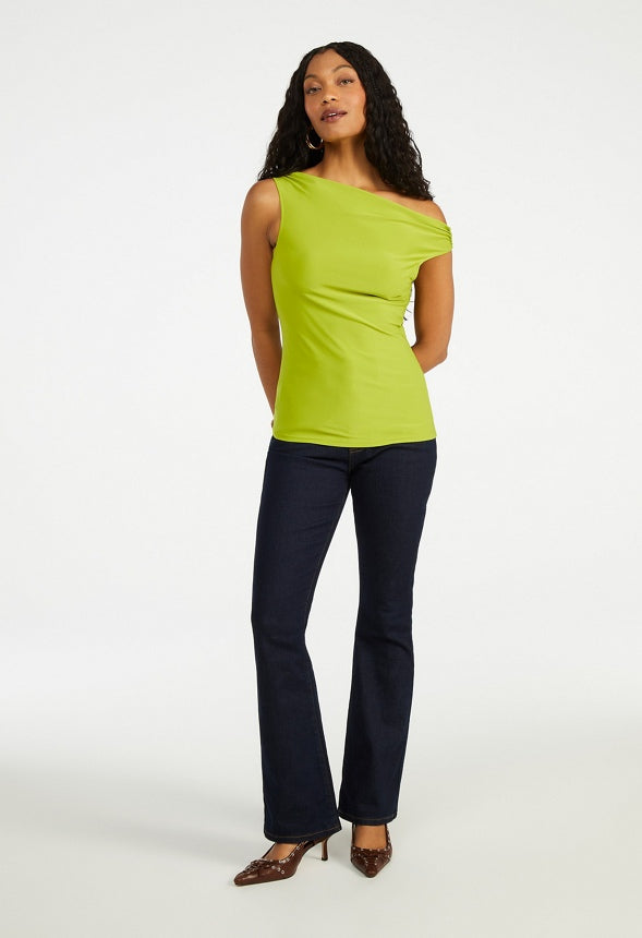 Draped Off Asymmetrical Top Grenoble Green