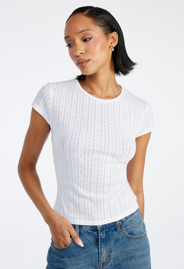 2-Pack Pointelle Tee Bright White/ Light Heather Grey