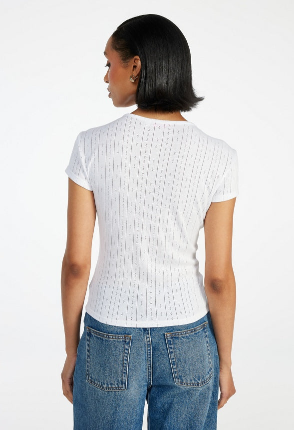 2-Pack Pointelle Tee Bright White/ Light Heather Grey