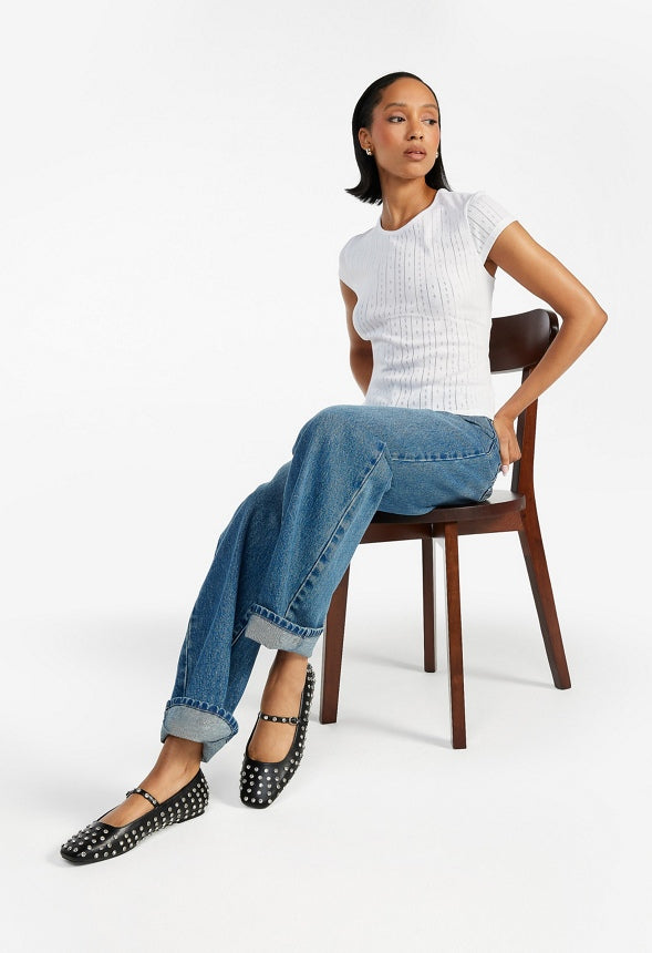 2-Pack Pointelle Tee Bright White/ Light Heather Grey