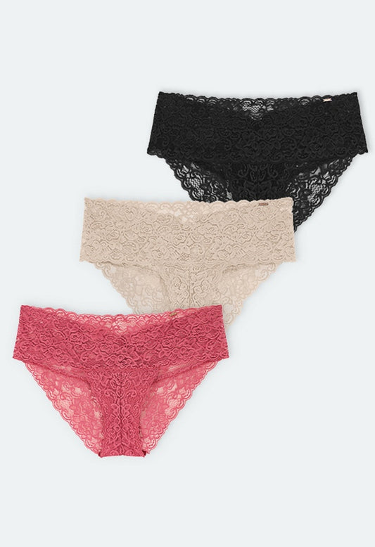 LANA BRIEF CLASSIC (Three-Pack) Coral/Beige/Black