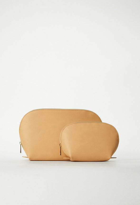 Zippered Cosmetic Case Duo Light Camel