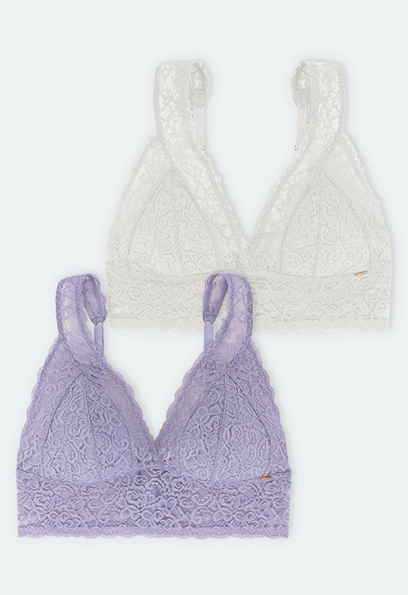 LANA LACE BRALETTE (Two-Pack) Purple/Ivory