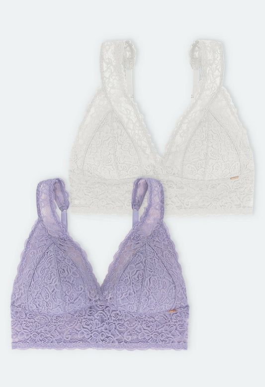 LANA LACE BRALETTE (Two-Pack) Purple/Ivory