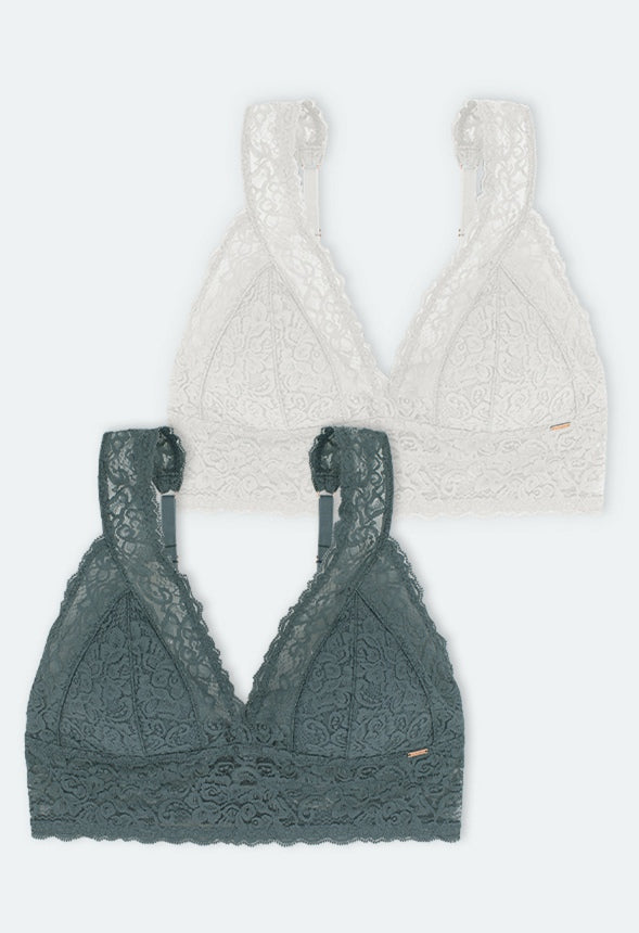 LANA LACE BRALETTE (Two-Pack) Green/Ivory