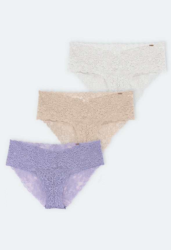 LANA BRIEF CLASSIC (Trio Set) Purple/Beige/Ivory