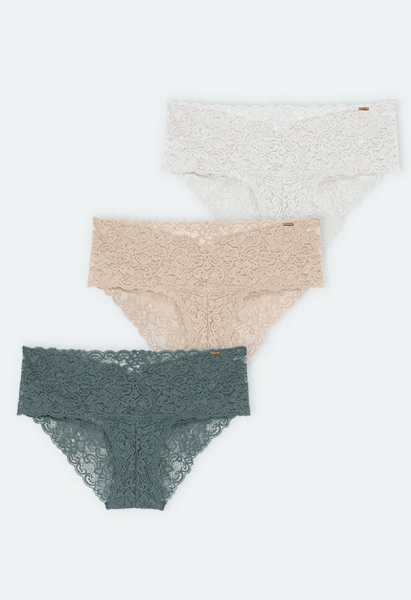 LANA BRIEF CLASSIC (Trio Set) Green/Beige/Ivory