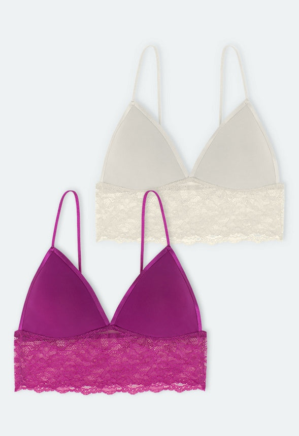 Crystal Bralette (Two-Pack) Purple/Ivory